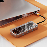 D2167 Transparent 10 en 1 Type c Usbc Usb C/usb 3.0 Hub avec rj45 + carte TF Sd + charge PD100w