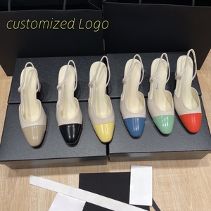 Zapatos de Tacón Bajo de Cuero Genuino para Mujer, Diseño de Lujo, Sandalias de Verano con Punta Cerrada y Tira Trasera - Product Image 2