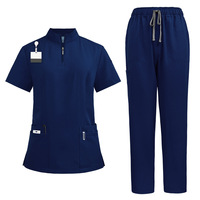 Ensemble de blouses médicales unisexes à col montant, demi-zip, manches courtes, en polyester, uniforme d'infirmière pour hôpital et SPA