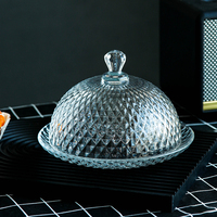 Ensemble de dômes à gâteau vintage en verre sodocalcique transparent, motif ananas et diamant en relief, réutilisable et écologique, pour mariage