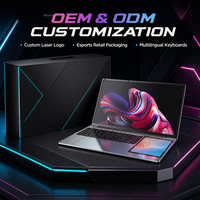Ordinateur portable double écran personnalisé 15,6'' + 7'' IPS, clavier anglais, Intel Celeron N5095 2,5 GHz, Windows 10, 6 Go + 256 Go, pour les professionnels