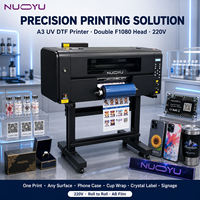 Nueva Impresora UV DTF A3 con Doble Cabezal F1080, Ultra Alta Precisión, Detalles Finos, Tinta UV, Máquina de Etiquetas de Cristal