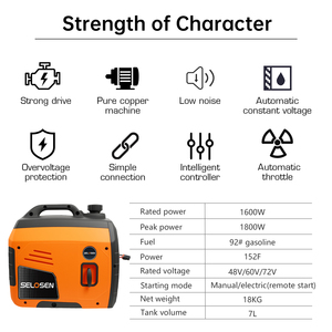 2200W 2kW DC Küçük Sessiz Tip Taşınabilir Benzinli Jeneratör 48v 60v 72v DC Jeneratör Pil Şarjı için Menzil Uzatıcı - Product Image 6