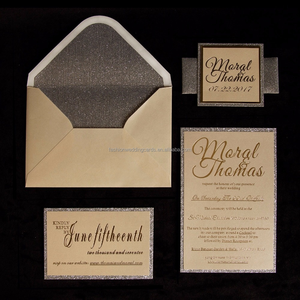 Invitations de <span class=keywords><strong>mariage</strong></span> élégantes personnalisées avec paillettes argentées, avec enveloppe doublée, cartes d'invitation d'anniversaire, cartes RSVP - Product Image 1