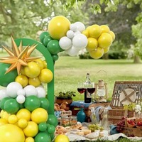Kit d'arche de guirlande de ballons en latex jaune, vert et blanc avec confettis pour la décoration de fête d'anniversaire d'enfants, festival d'été et de printemps