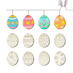 Easter Decorative Classic Woodblock Pendant Children's <b>Party</b> DIY Wooden Egg One-Piece Custom 7*9CM - Product Image 1