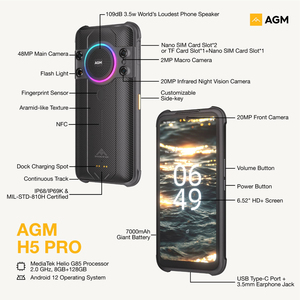 [RTS] <span class=keywords><strong>AGM</strong></span> <span class=keywords><strong>H5</strong></span> <span class=keywords><strong>Pro</strong></span> Android 12 4G LTE teléfono 4G teléfonos inteligentes teléfonos móviles 4G teléfono inteligente 4G teléfono inteligente - Product Image 3