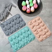 1. Moule à gâteau en silicone de Pâques à 18 cavités, moule à chocolat et résine DIY en forme d'animaux de dessin animé, outils de pâtisserie