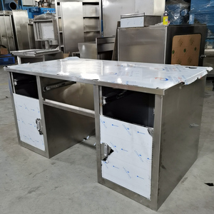 Tables en acier inoxydable de qualité industrielle, structure KD, bureau informatique en acier inoxydable avec tiroirs et armoires - Product Image 2