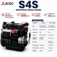 Motor Diésel Original Mitsubishi S4S S4S-T de 63 HP, 47 kW, 3.3 L, 4 Cilindros, Refrigerado por Agua, para Montacargas, Generadores y Construcción