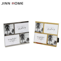 Set bingkai foto logam perak mewah Modern, Set 4 buah meja berdiri gratis tampilan atas untuk rumah Decore koleksi bingkai gambar