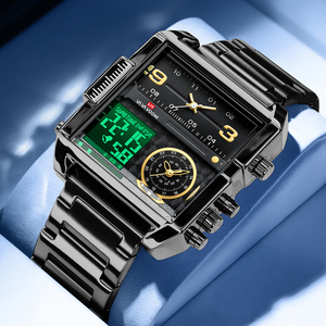 Premium Mens All Gold Watch LED Digital Analog Hybrid Wristwatch Multi Dial Stainless Steel Band Fashion Watch - Product Image 6