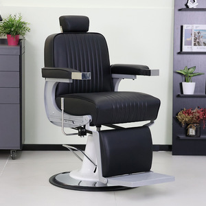 Fauteuil de Barbier Moderne en Similicuir Noir avec Repose-Pieds Réglable, Pompe Hydraulique et Base Ronde – Mobilier de Salon - Product Image 3