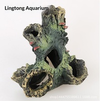 Décoration artisanale en résine pour aquarium, style bois flotté, avec cachette pour crevettes, poissons et reptiles