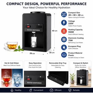 Dispenser d'<span class=keywords><strong>Acqua</strong></span> Elettrico da Tavolo in Plastica, Caldo/Freddo, con Funzione di Riscaldamento/Raffreddamento per Ufficio, Hotel e Casa - Product Image 2