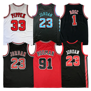 23 #   Maillot de basket rétro 33 Scottie Pippen 91 Dennis 1 Derrick <span class=keywords><strong>Rose</strong></span> Rodman, cousu, pour hommes, tailles S-2XL - Product Image 1