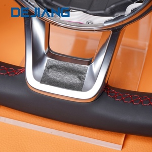 Volante de Cuero Completo para Volkswagen MK7 MK6 Golf7 Polo CC Jetta Tiguan <span class=keywords><strong>GTI</strong></span> R GTD GTS GTE R-Line, Base Plana de Alta Calidad - Product Image 3