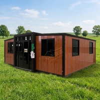 Maison conteneur extensible préfabriquée modulaire, unité d'habitation autonome, bureau de chantier portable, hébergement pour camp minier, cabane avec salle de bain et cuisine