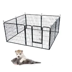 Sıcak satış galvanizli 8 paneller büyük açık evcil hayvan kafesi köpek çelik çit katlanabilir oyun koşu köpek çit