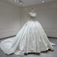 Robes de mariée Jancember XX58 modernes à manches longues en satin et cristaux, style empire, pour femmes