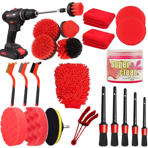 Ensemble de brosses de lavage de voiture 24 pièces Kit de brosses souples pour l'entretien des roues intérieures et extérieures du tableau de bord. - Product Image 1