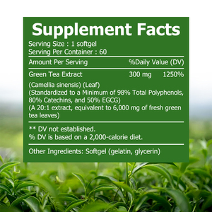 Suplemento Dietético en Cápsulas Blandas de Extracto de Té Verde, Ayuda a Mantener los Niveles de Energía, Promueve la Función Metabólica - Product Image 2