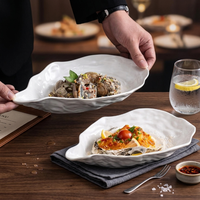 Großhandel Reinweiße Austernschalen-Keramikteller, Sashimi-Meeresfrüchte-Tablett für Hotel, Restaurant, Haushalt und Partys