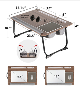 Soporte de bambú para portátil con almohada acolchada, escritorio portátil para computadora. - Product Image 6