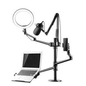 Wholesale Live Broadcast Equipment With Microphone LED Ring Light Laptop Mobile Phone Desktop Mic Stand