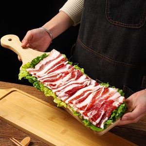 Plateau en bambou long personnalisable MSH avec poignée, plateau de service pour viande et fondue - Product Image 6