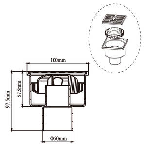 WaiiHO 035 - Drenaje de Piso Cuadrado Moderno, Acero Inoxidable 304, PVC Pulido, Acabado Electrochapado, Filtro Extraíble Antiobstrucciones - Product Image 5