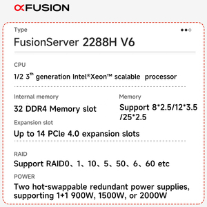 คอมพิวเตอร์ระบบ 2288H XFusion Nas ซื้อเซิร์ฟเวอร์และเวิร์กสเตชัน พีซี 10Gbps พร้อมการ์ดจอแยกสำหรับ AI เซิร์ฟเวอร์แบบแร็ค 2288H - Product Image 4