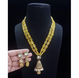 Silver Plated Bridal Necklace <b>Set</b> 2 Layer Long Haar with Matching Earrings Indian Traditional <b>Wedding</b> <b>Jewellery</b> <b>Set</b> - Product Image 1