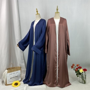 New Satin Modest Abaya Bifurcated Design Shiny Line Print Luxury Muslim Islamic Arabic Popular Dubai Abaya 2025 1439# - Product Image 4