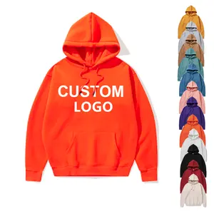 Wholesale Unisex Custom Logo Soild 300g Plain Organic Cotton Women Men's Black Windproof Hoodies Pullover & Sweatshirt