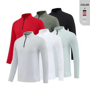 Spring Autumn Quick Dry Long Sleeve Athletic Half Zip Fitness Clothing <b>Tops</b> Stretch Running Gym <b>Tshirt</b> - Product Image 1