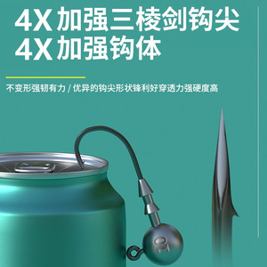 JQWUSAIOP79 Hameçon plombé pour la pêche au bar en eau douce, hameçon barbelé avec kit d'appâts souples à queue en T - Product Image 5