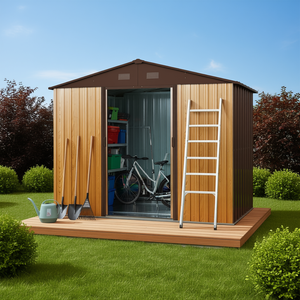 8ft X 6ft Metal <b>Tool</b> <b>Storage</b> <b>Shed</b> With Waterproof Design <b>For</b> Outdoor Use - Product Image 2