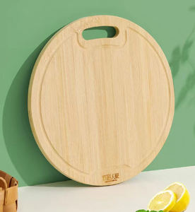 บอร์ดชาร์คิวรีกลมไม้ไผ่ทำด้วยมือพรีเมี่ยมสำหรับห้องครัวกล่องของขวัญฟรีบล็อกเนื้อพิเศษ - Product Image 2