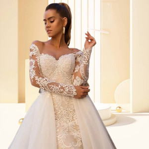 Robes de mariée blanches en dentelle pour femmes 2023, vente en gros, robes de mariée élégantes et sexy pour femmes 2022 - Product Image 4