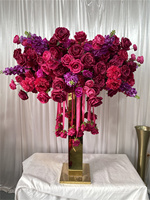 IFG Meilleures ventes Centre de table moderne en soie artificielle fuchsia rose vif avec rose suspendue sur la table Décoration de mariage