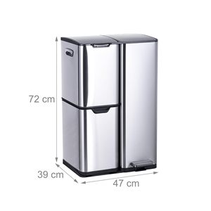 ODM OEM 60L 3 Compartment Commercial Stainless Steel Dustbin With 13L Top Press Trash Can 17L <b>Draw</b> Out Garbage Bin 30L Trash Can - Product Image 2