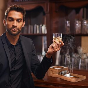 Bandeja de madera al por mayor para cigarros y whisky, soporte de madera maciza para cigarros, bandeja con ranuras, set de accesorios para cigarros y whisky - Product Image 6