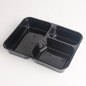 Microwave Takeaway BPA Free Plastic Food Containers Lids 3 Compartment Disposable Leak Proof Eco-Friendly <strong>Meal</strong> <strong>Prep</strong> Lunch <strong>Box</strong> - Product Image 2