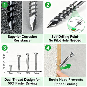 คุณภาพสูง<span class=keywords><strong>6x2</strong></span> 3.5x32 100มม. สีดำโลหะผสมสีเทา<span class=keywords><strong>เหล็ก</strong></span>บูเกิ้ลหัวหลอมรวม drywall สกรูแพ็ค1กก. - Product Image 4