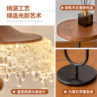 Lampadaire moderne du milieu du siècle en fer forgé Waterdrop avec table d'appoint intégrée et éclairage d'ambiance LED pleine spectre pour la protection des yeux