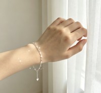 Bracelet en argent sterling S925 fait main par Beadsnice, chaîne carrée scintillante, petit modèle, cadeau