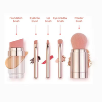 Ensemble de pinceaux de maquillage professionnels de luxe de haute qualité, 5 en 1, mini, vegan, avec manche ABS, éponge non latex, étiquette privée, pour les voyages