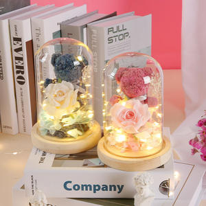 <span class=keywords><strong>Rose</strong></span> éternelle sous cloche <span class=keywords><strong>en</strong></span> verre avec ours, coffret cadeau, <span class=keywords><strong>bouquet</strong></span> de fleurs séchées, cadeau de la Saint-Valentin, fleur éternelle sous couvercle <span class=keywords><strong>en</strong></span> verre - Product Image 3