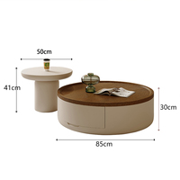 Ensemble de tables basses en bois style crème, populaire et moderne, pour salon, table basse de luxe en gros, table centrale ronde pour usage domestique